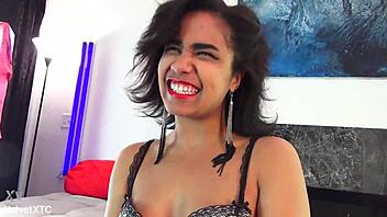 licking legend introduction with petite babe in casting interview.