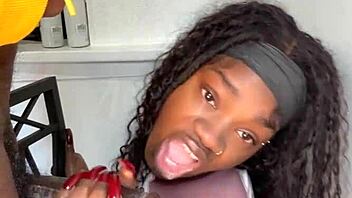 Stepmom Keisha Minaj devours 11-inch cock cumshot