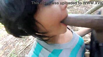 puerto rican slut with huge ass shakes while sucking black dick outside florida