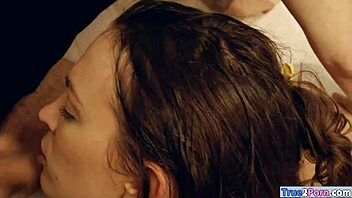 Does this hot woman love her hairy pussy railed by monster cock in the bathroom?