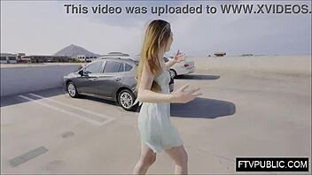 Amateur flashes ass for public anal solo