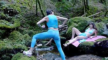 hey, wanna watch our wild forest threesome with voyeur vaginal and anal pounding by the trees?