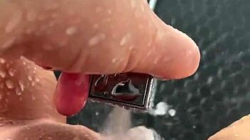 Curvy Stepsis Strips and Masturbates in Sunny Shower