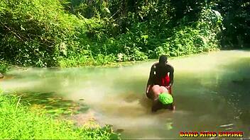 African wife rides monster cock in cowgirl for creampie.