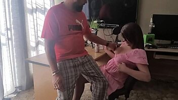 Brunette Plays with His Cock