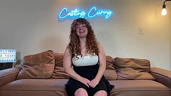 Curvy busty redhead nurse in POV casting tries hardcore riding for porn