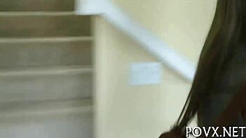 shaved cunt sucks erected penis in sloppy blowjob