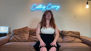 Curvy busty redhead nurse in POV casting tries hardcore riding for porn