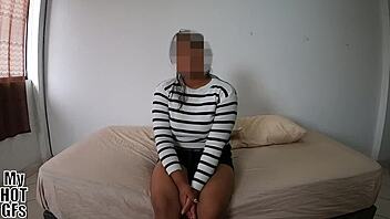 sexy xiomara gets a huge cumshot on her big natural tits during interview.