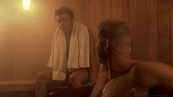 Busty beauty gets her juicy pussy eaten in the steamy sauna