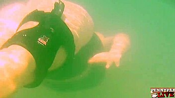 Penny Pax gets super wet teasing underwater with solo play