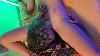 Petite brazilian mature woman gives blowjob to young girlfriend