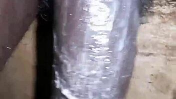 Bigblackie Shaves and Teases with Her Big Black Dick in Private.