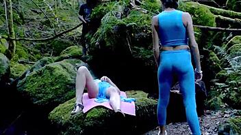hey, wanna watch our wild forest threesome with voyeur vaginal and anal pounding by the trees?
