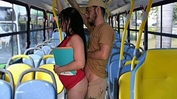 Wanna see this Latina student flashed and taken on a bus?