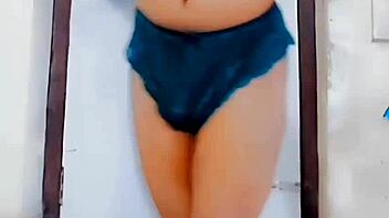 Feminine Sissy Masturbates Big Ass In Thong, Cums On Limp Clitty 😘