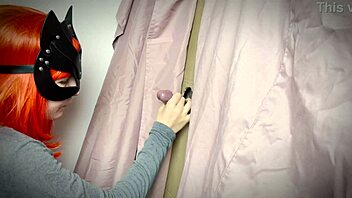 This ginger girl found a gloryhole and started teasing with a blowjob