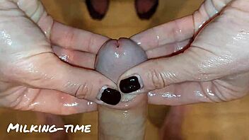 Slut Wife Giggles Edging Ultra-Sensitive Cock for Milk