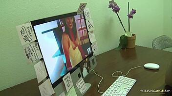 as she dances in a strip bar a stud takes her home to bang her, licking and fingering all night.