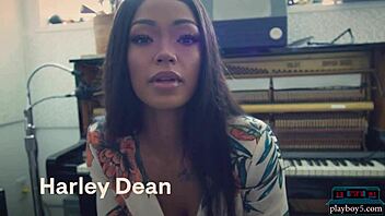 big booty ebony playboy model harley dean shows off in studio