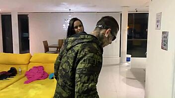 this naughty latina with tattoos and piercings was showing off her tits until she got that big cock from the guy