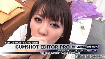 Cute Asian Slut Takes Double Facial in POV Action