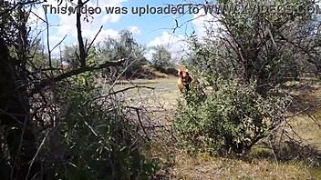 Savannah vixen enjoys outdoor fun with amateurs.