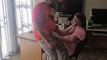 Brunette Plays with His Cock