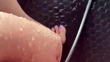 Curvy Stepsis Strips and Masturbates in Sunny Shower