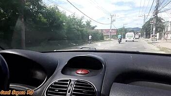 look at this married slut flashing her pussy on the street