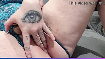 Curvy milf's solo dildo fingering leads to explosive orgasm