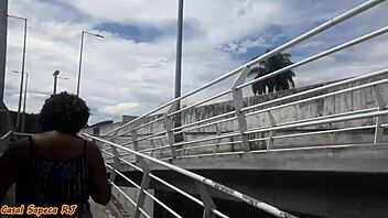 look at this married slut flashing her pussy on the street