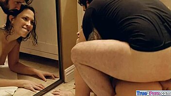 Does this hot woman love her hairy pussy railed by monster cock in the bathroom?