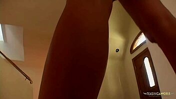 blonde slut swallows cum after anal