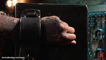 Ebony Slave Pinned With Vampire Sticks In Rough Fetish