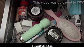 Yummysis - Stepsister Lacey London Catches Nicky Rebel Wanking in Bathroom