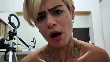 Greedy oral on tattooed guy's dick