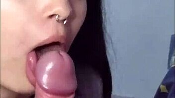that young brunette gave an amazing deep blowjob and swallowed it all