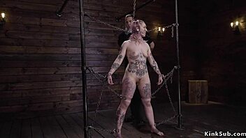 Alt pale slave's ass whipped hard in dungeon