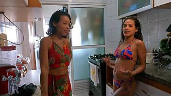 women showing they dont need men for handjob and fetish fun, brazilian brunette