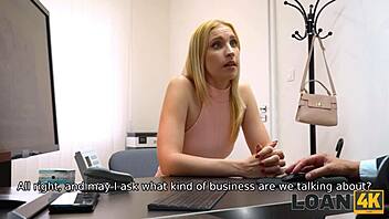 At work, teen uses pink panties to seduce for blowjob and cowgirl riding