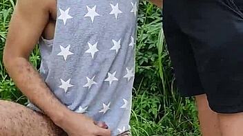 i sucked the endowed farmer in the field and his friend filmed it all