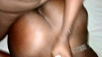 POV action with real ebony slut bent over for quickie with huge BBC in wet pussy