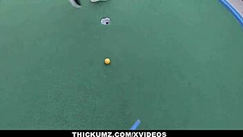 Slimthick ebony Demi Sutra gets dirty at minigolf