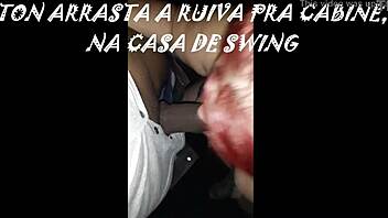 I dragged redhead to swing house cabin for fun