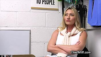 blonde milf sucks big dick at store for fake card scam