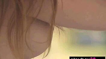 Skinny busty teen blondie miss zita strips naked on porch