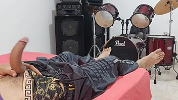 Man Masturbates His Big Cock In Front Of The Camera