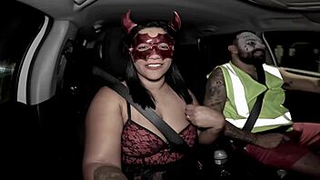 She Returns From Halloween Party Bent Over And Fucked