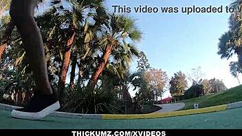 Slimthick ebony Demi Sutra gets dirty at minigolf